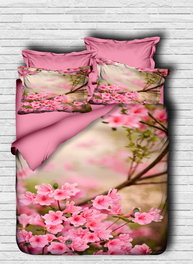 L'essentiel linge de maison Juego de funda de edredón individual con impresión 3D Rosa, verde y marrón